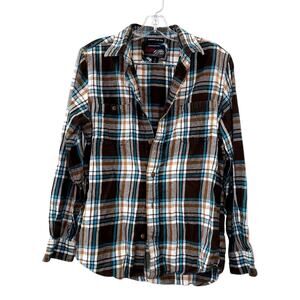OLD NAVY Vintage Flannels Cotton Long Sleeves in Brown & Blue size S